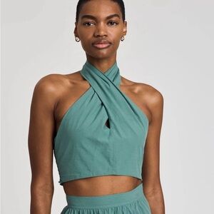 Derek Lam 10 Crosby - Chaya Halter Crop Top in Jade